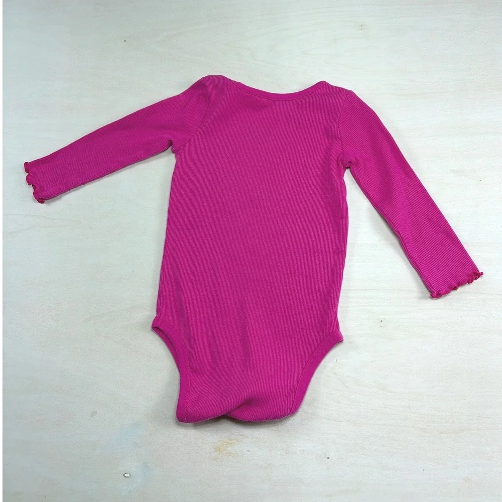 Okie Dokie Magenta Pink Ribbed Best Bunnies Long Sleeve Bodysuit 18M